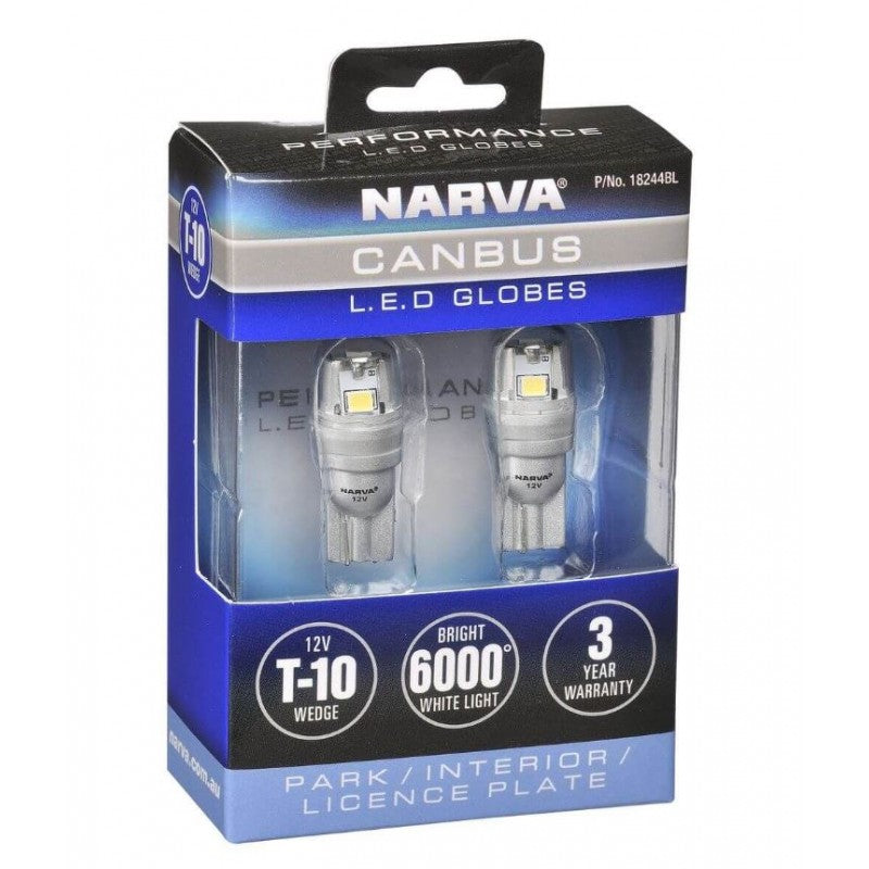 NARVA 12V T10 LED WEDGE GLOBE CANBUS
