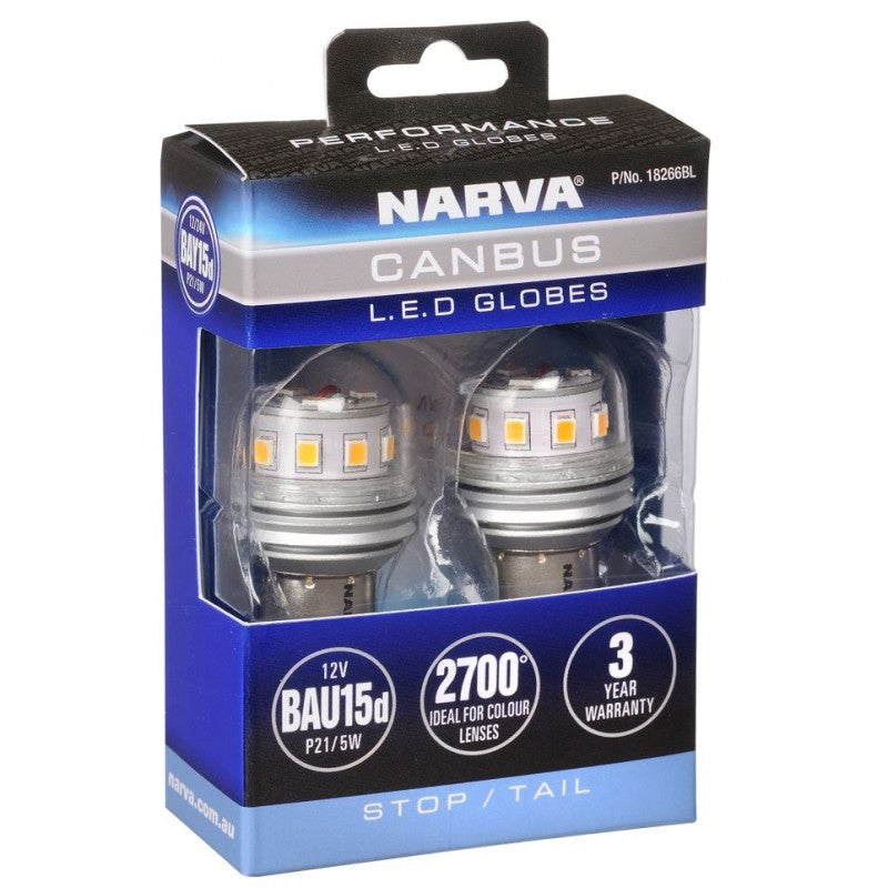 NARVA 12V BAY15D LED GLOBES WITH CANBUS
