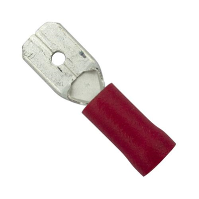 Champion Red Male Push - On Spade Terminal - 100Pk