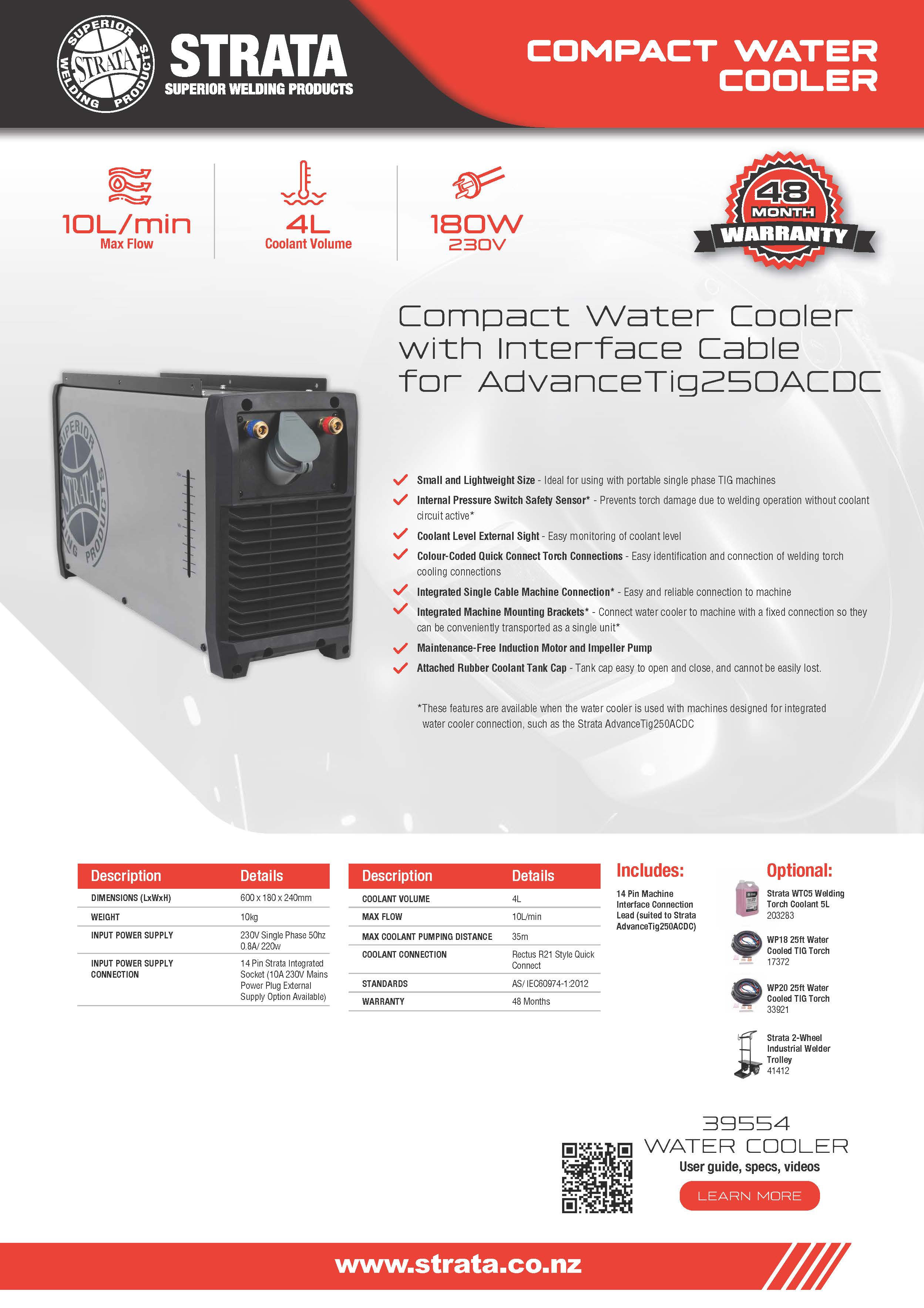 Strata Compact Water Cooler c/w Interface Cable for Strata 250ACDC