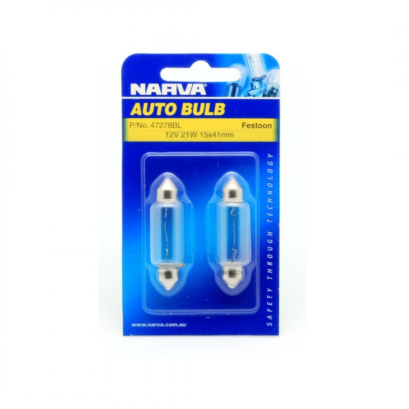 NARVA FESTOON GLOBE 12V 21W 15X41 2PK