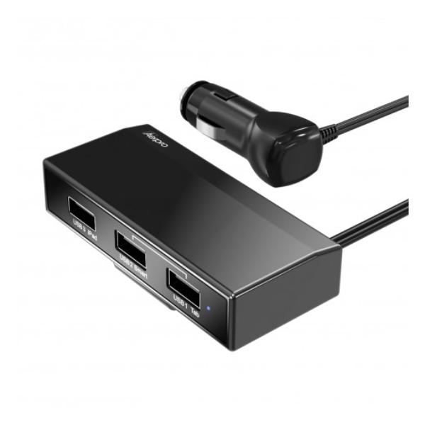 AERPRO 4.5A THREE PORT USB IN-CAR CHARGER WITH 1M CABLE