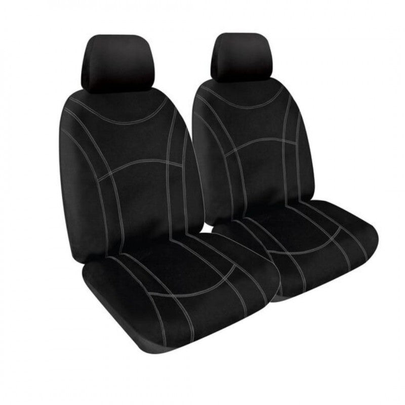 TRADIES BLACK CANVAS FRONT SEAT COVER PAIR AMAROK 2011 TO 2022