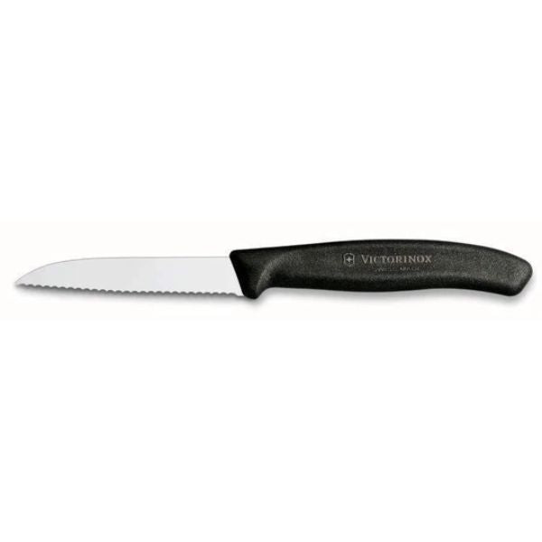 Victorinox Paring Knife 6.7433 - 8cm Wavy Blade Black Handle