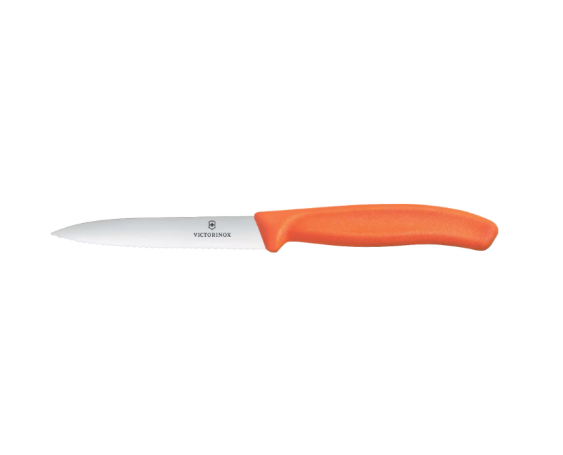 Victorinox Vegetable Knife 10 cm Wavy Blade Orange Handle New