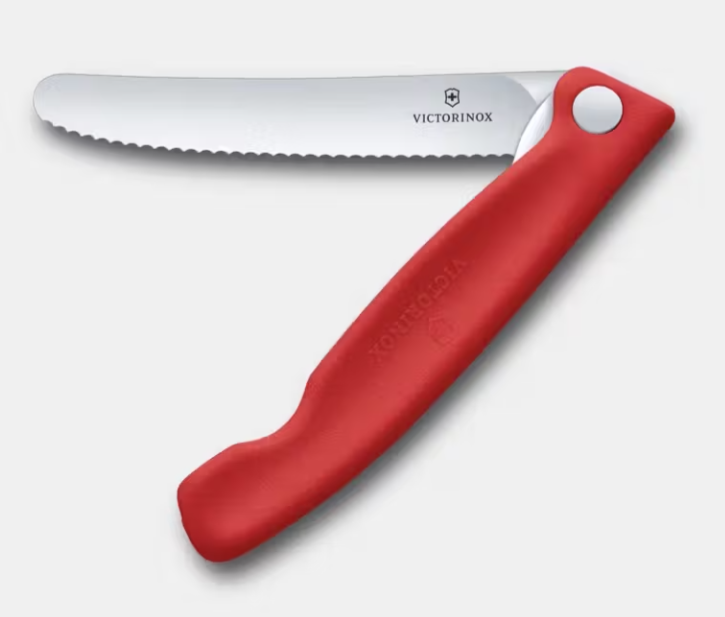 Victorinox Folding Picnic Knife Wavy Blade Red Handle