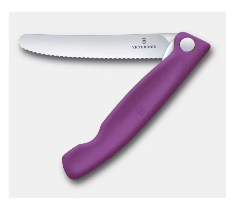 Victorinox Folding Picnic Knife Wavy Blade Purple Handle