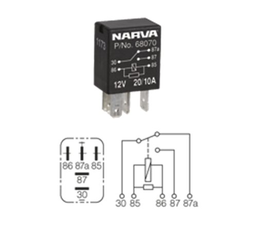 Narva Relay Micro 24V 5 Pin 10/5Amp