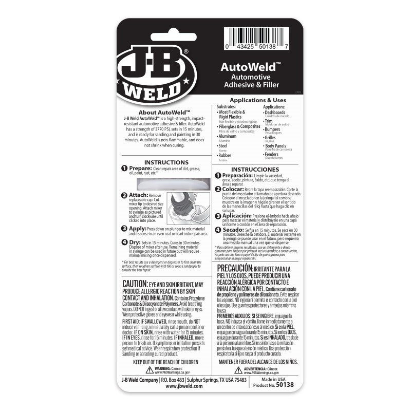 JB Weld AUTOWELD BLACK AUTOMOTIVE ADHESIVE and FILLER 25ML