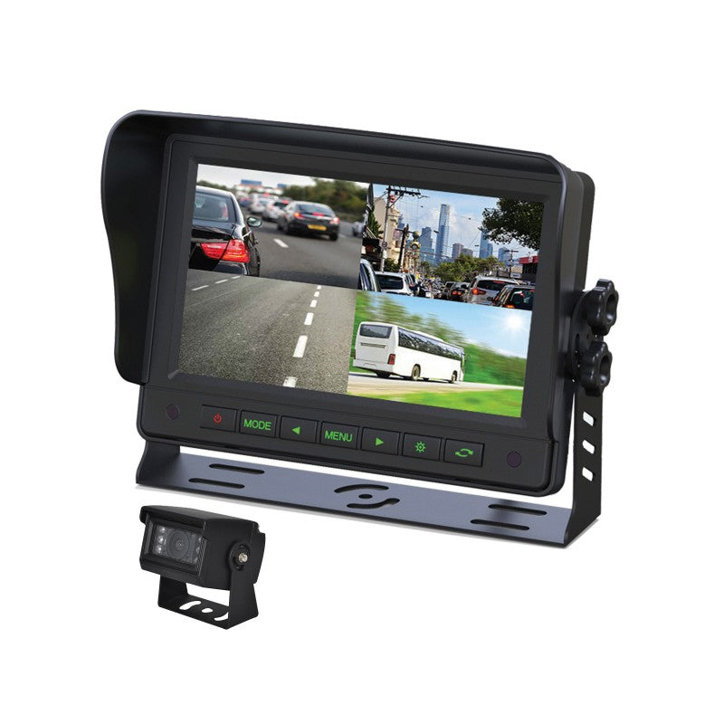 AERPRO 7IN COMM GRADE DASH MOUNT QUAD DISPLAY REVERSE CAMERA KIT