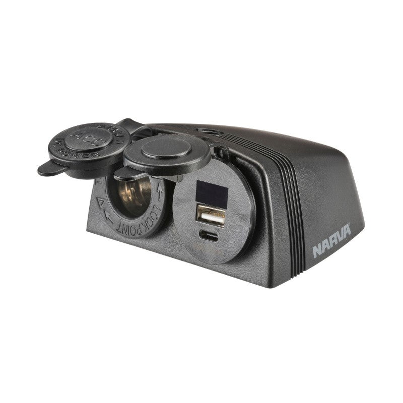 NARVA Heavy Duty Twin Accessory/Usb/Usb C Socket