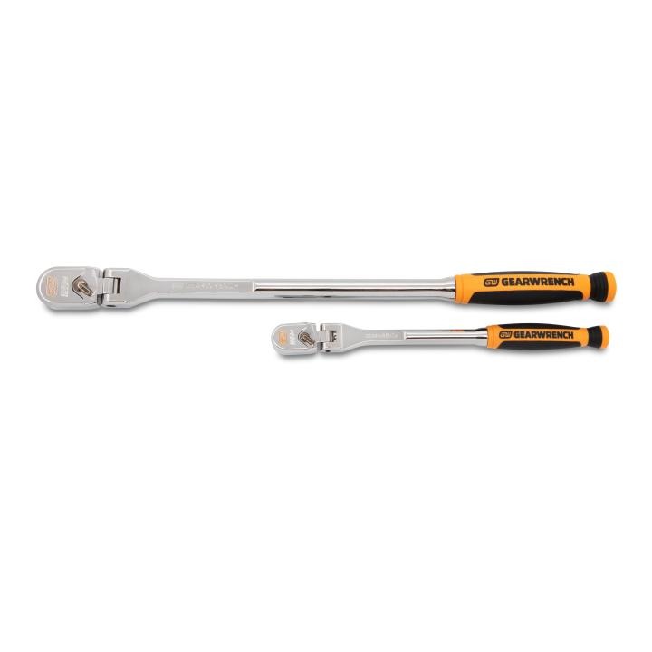 GW 2 Piece 1/4 Inch and 3/8 Inch Drive 120XP Dual Material Flex Handle Teardrop Ratchet Set