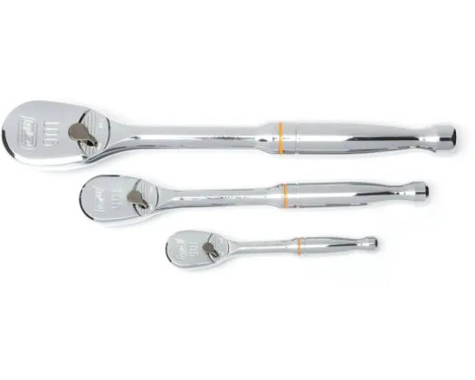 GW 3PC 1/4, 3/8 & 1/2 in DRIVE 90-TOOTH TEARDROP RATCHET SET