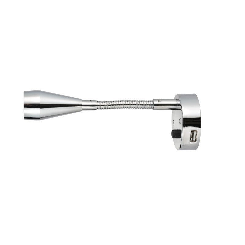 NARVA 12V Interior Lamp W Touch Switch And 2A Usb Socket Silver
