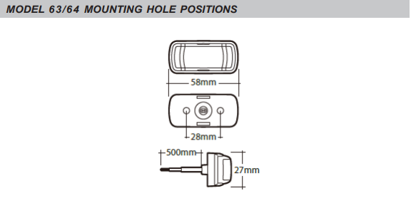 NARVA 9-33V Mdl64 LED Front Marker White 0.5M Black Base