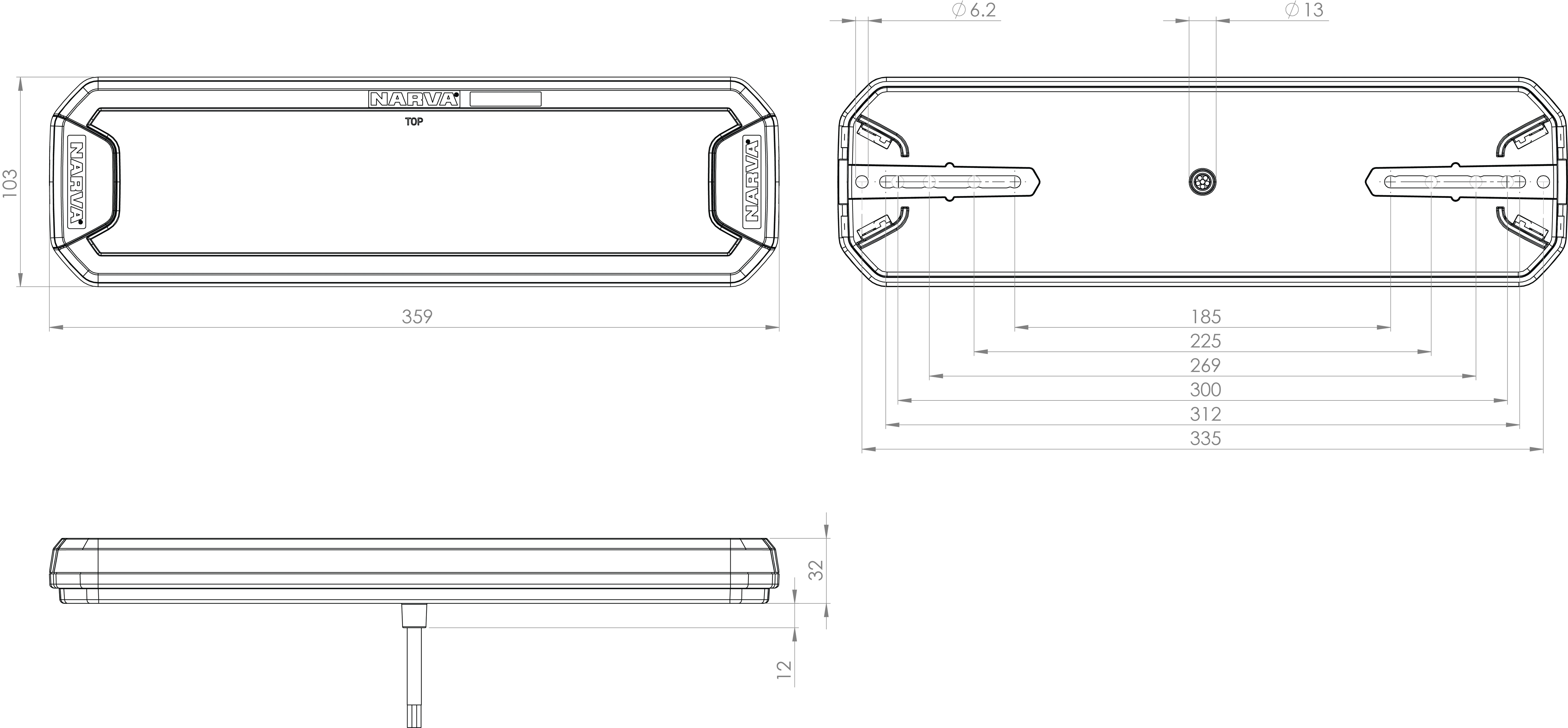 NARVA 9-33V MDL73 STOP/TAIL/IND LAMP 0.5M