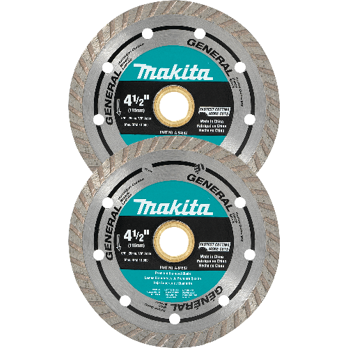 Two Makita diamond cutting blades on a white background