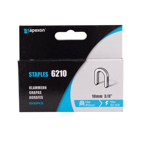 Box of apexon staples 6210 with a clear background
