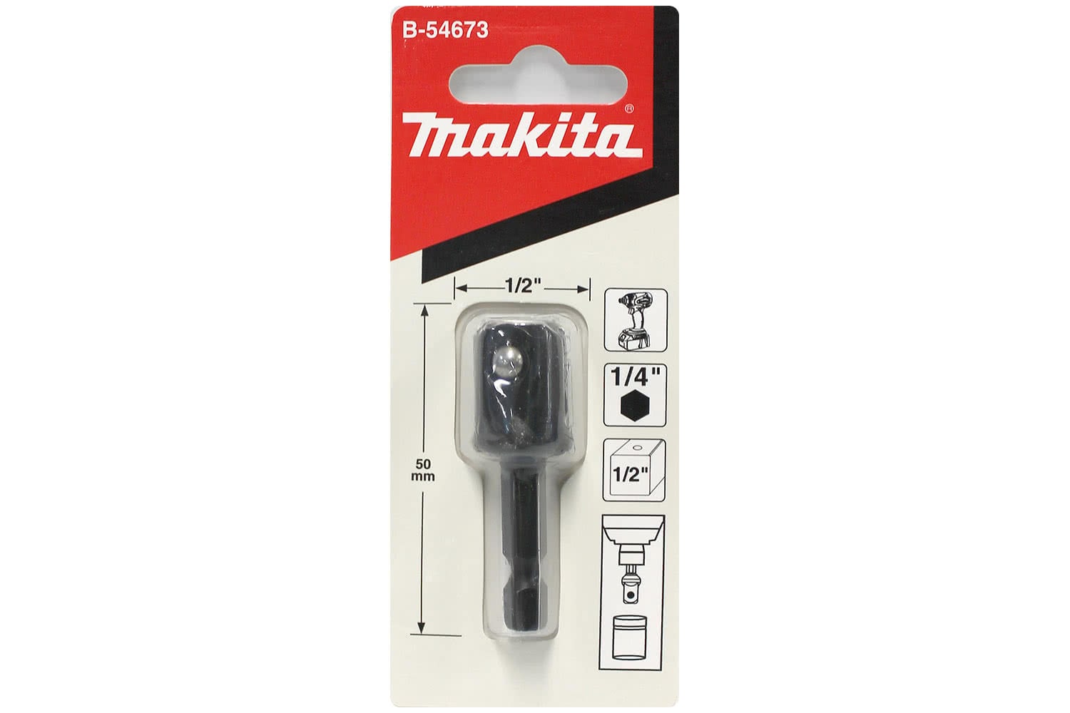 Makita 1/4 -1/2 50MM SQUARE ADAPTER