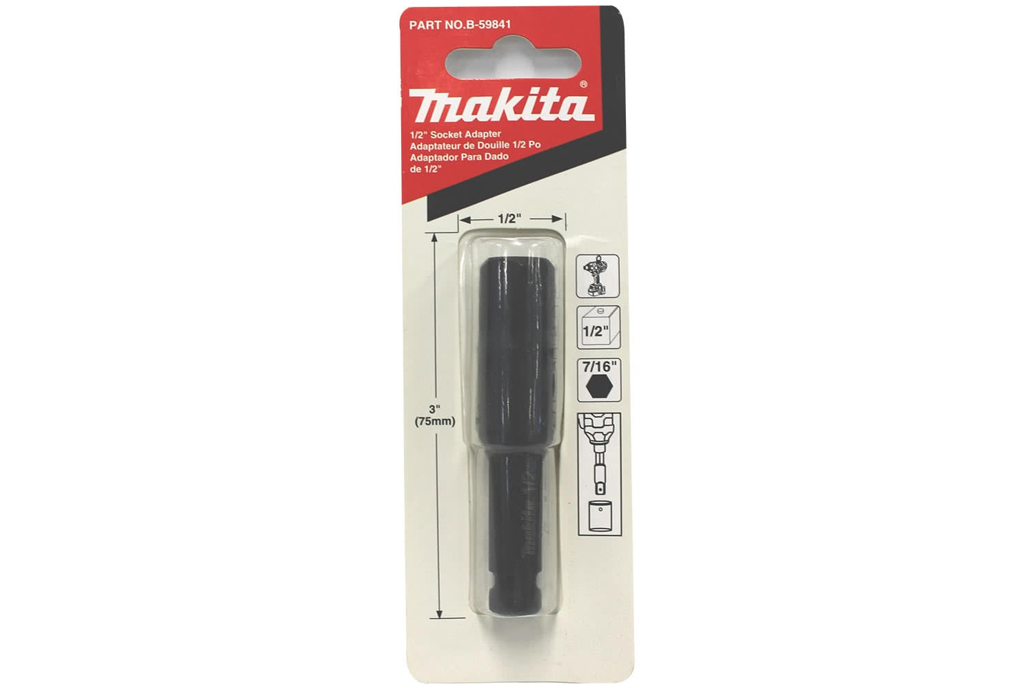 Makita 7/16 HEX 1/2 SQ ADAPTER DTW800