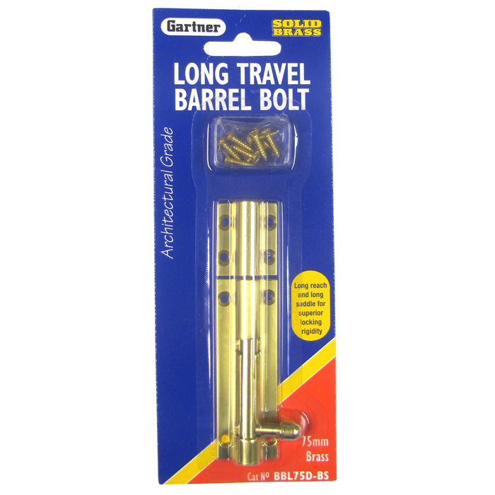 Gartner Barrel Bolt Long 75mm Brass