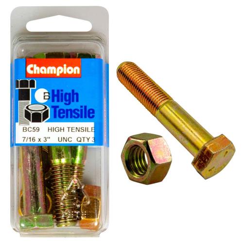 Champion 3In X 7/16In Bolt And Nut B - Gr5