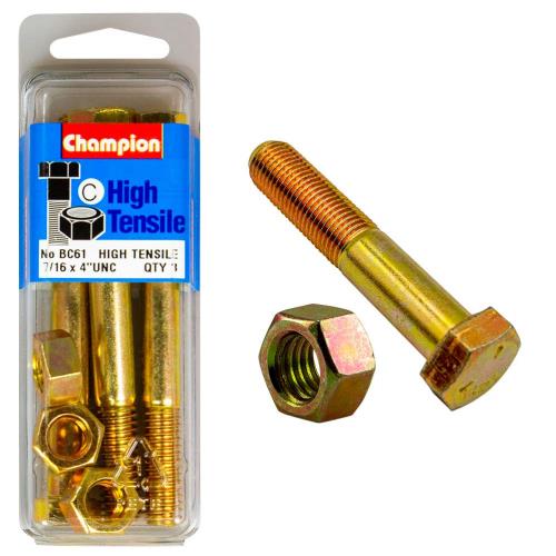Champion 4 X 7/16In Bolt & Nut C - Gr5