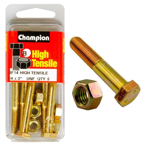 Champion 3In X 1/4In Bolt And Nut B - Gr5
