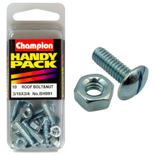 Champion 3/16In X 3/4In Roofing Bolt & Nut