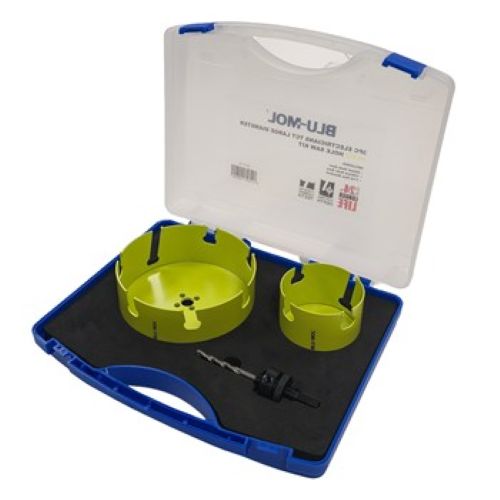 BLU-MOL 3 PCE ELECTRICIANS TCT LARGE DIAMETER (159/92) HOLE SAW KIT