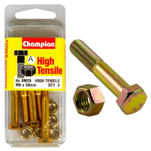 Champion M6 X 50 Bolt & Nut A - Gr8.8