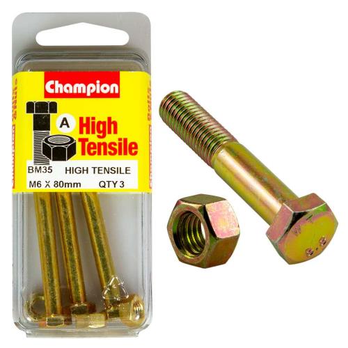 Champion M6 X 80 Bolt & Nut A - Gr8.8