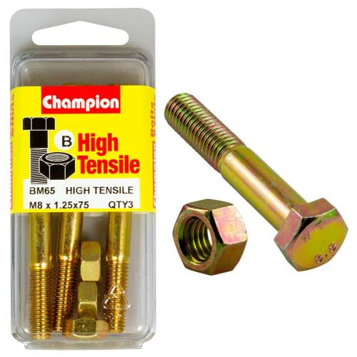 Champion M8 X 75 Bolt & Nut B - Gr8.8