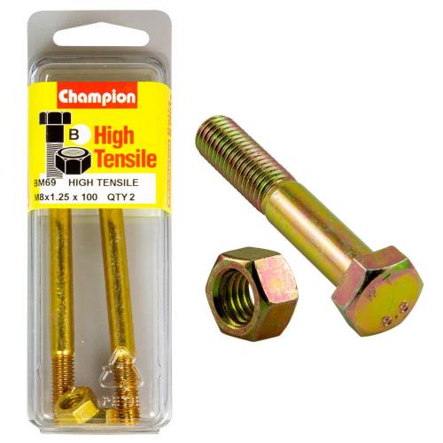 Champion M8 X 100 Bolt & Nut B - Gr8.8