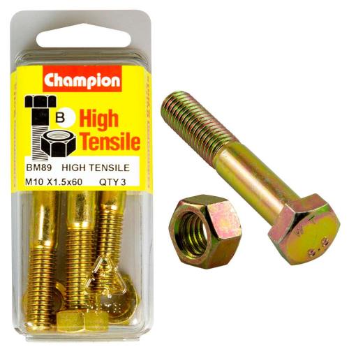 Champion M10 X 60 Bolt & Nut B - Gr8.8