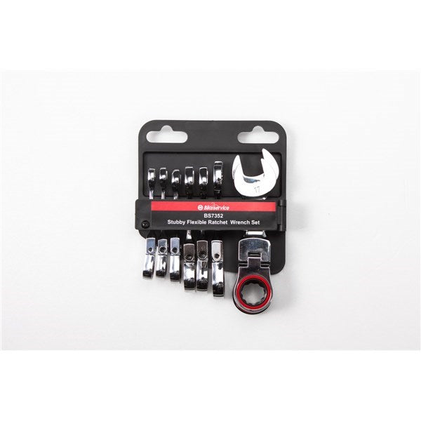 BS Ratchet Wrench Set - Stubby Flex Head Metric 8pc