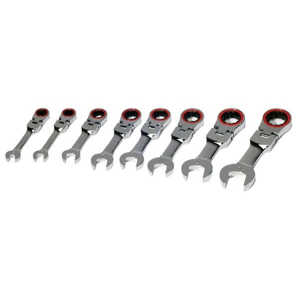 BS Ratchet Wrench Set - Stubby Flex Head Metric 8pc