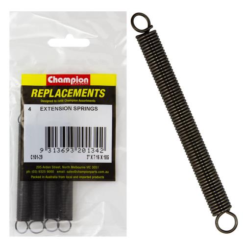 Champion 3In L X 7/16In O.D. X 18G Extension Spring -4Pk