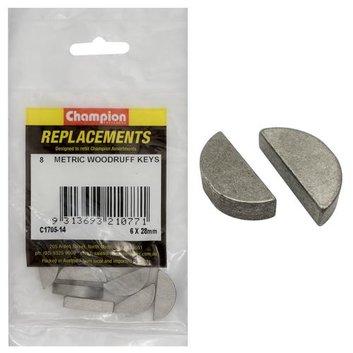 Champion 6 X 28mm Metric Woodruff Keys -8Pk
