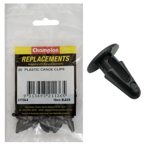 Champion Canoe Clip Black 14mm Head X 16mm -20Pk