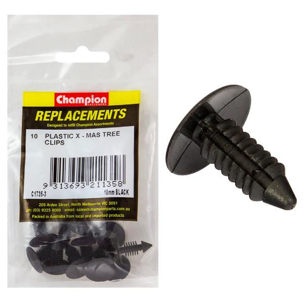 Champion Xmas Tree Clip Black 18mm Head X 26mm -10Pk