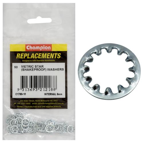Champion 6mm Internal Star Washer -50Pk