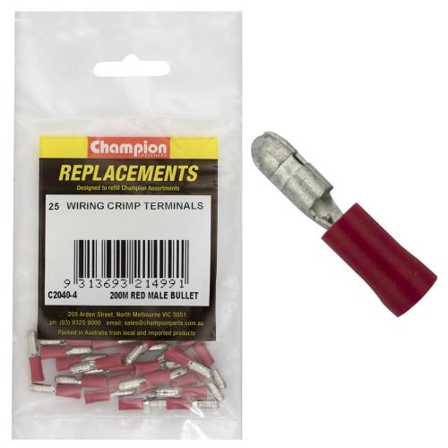 Champion Red Male Bullet Terminal -25Pk