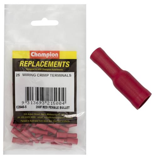 Champion Red Female Bullet Terminal -25Pk