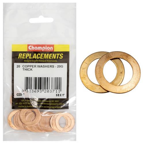 Champion 5/8In X 1In X 20G Copper Washer -20Pk