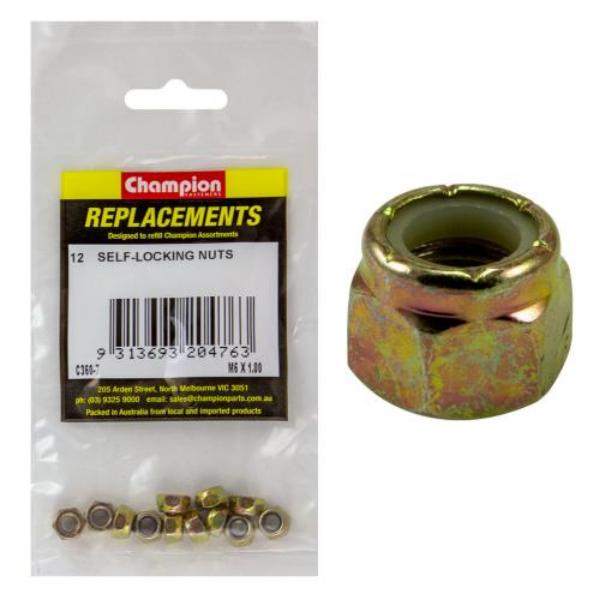 Champion M6 X 1.00 Nylon Insert Self-Locking Nut -12Pk