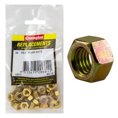 Champion M8 X 1.25 Hex Nut -40Pk