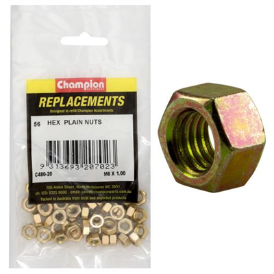 Champion M6 X 1.00 Hex Nut -56Pk
