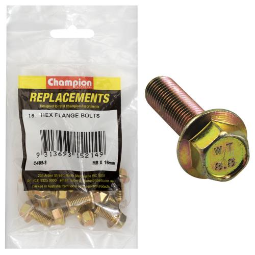 Champion M8 X 16mm Flange Head Set Screw -Gr8.8 -15Pk