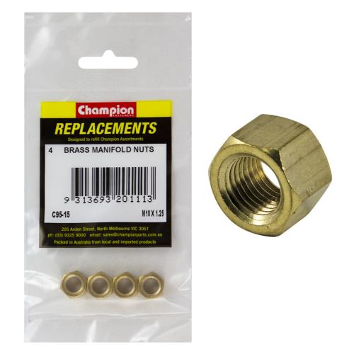 Champion M10 X 1.25mm Brass Manifold Nut -4Pk
